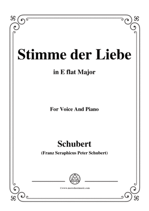 Book cover for Schubert-Stimme der Liebe,in E flat Major,for Voice&Piano