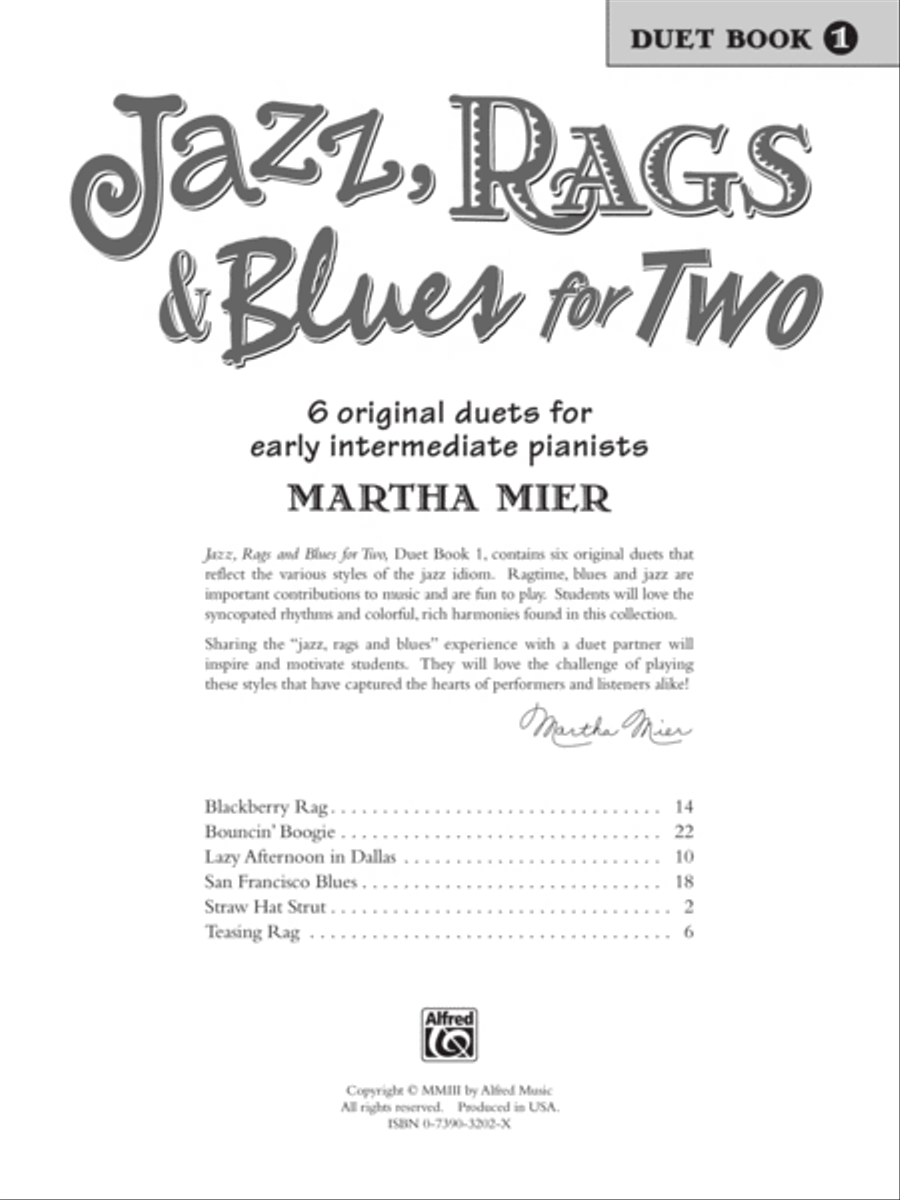 Jazz, Rags & Blues for Two, Book 1 image number null