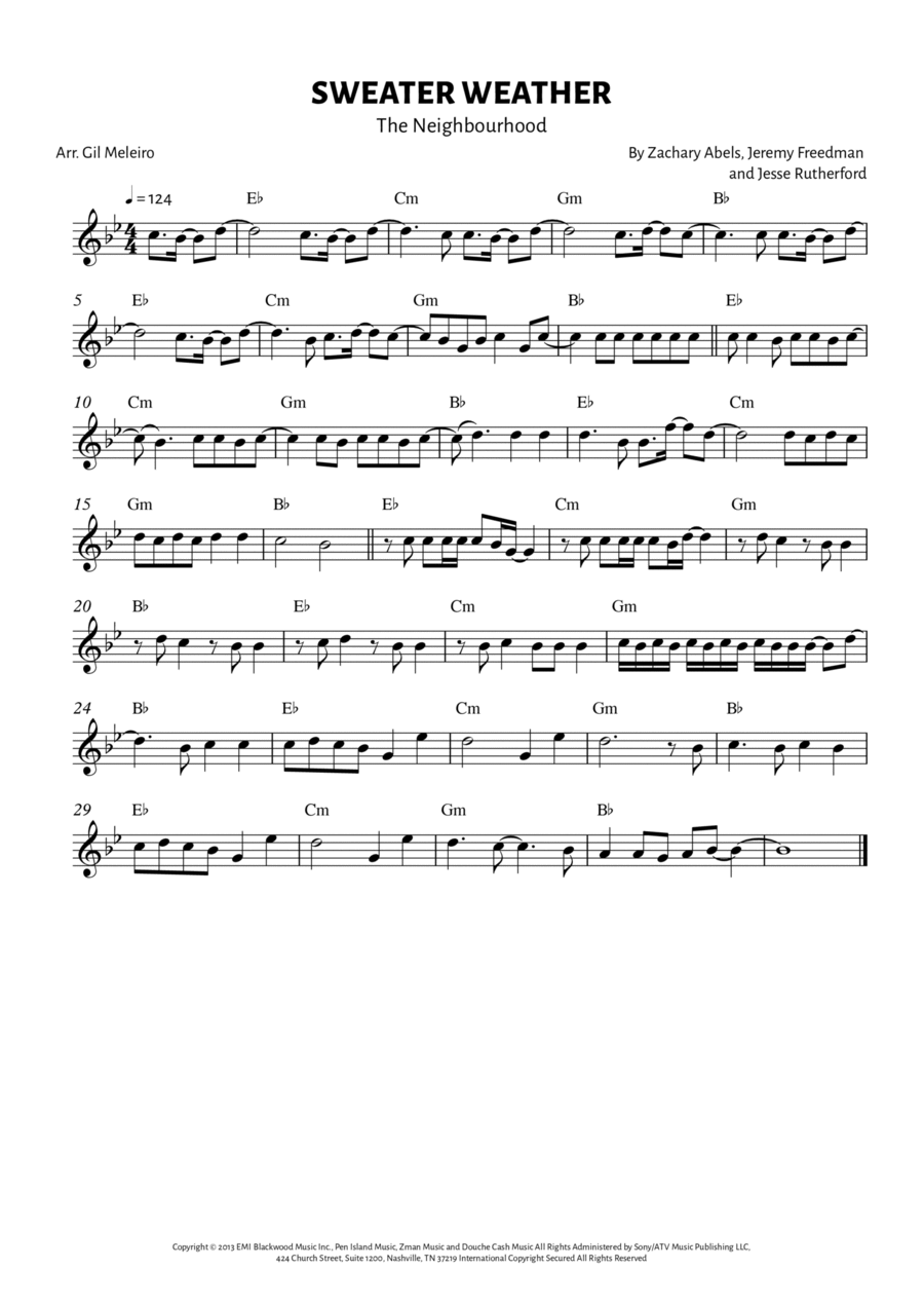 Sweater Weather Sweater Weather Easy Piano scores gallery preview page 1