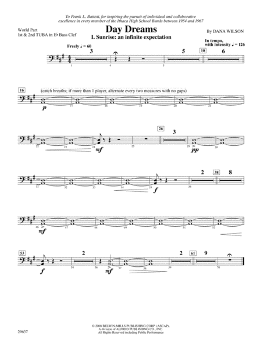 Day Dreams: (World Part) E-flat Tuba B.C. Concert Band scores gallery preview page 1