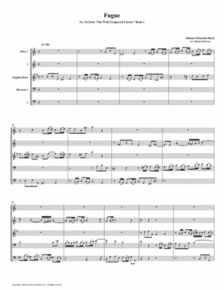 Fugue 16 from Well-Tempered Clavier, Book 1 (Double Reed Quintet)
