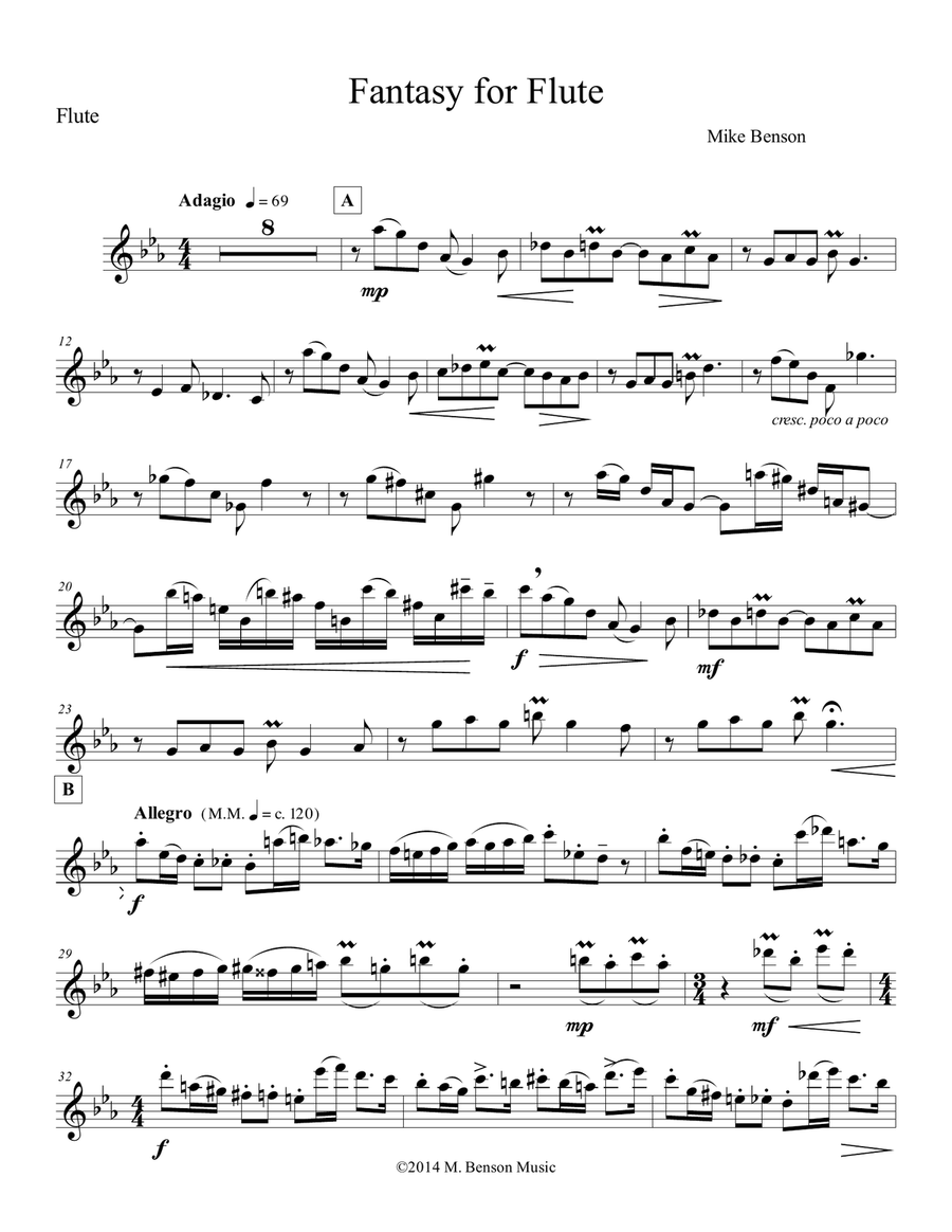 Fantasy for Flute Flute Solo scores gallery preview page 1
