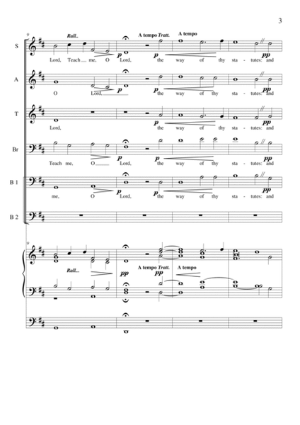 Teach me, O Lord (psalm 119 v.33) Anthem for SATBrBB and organ image number null