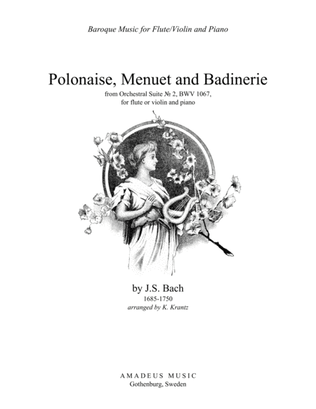 Book cover for Polonaise, Menuet and Badinerie Suite 2 BWV 1067 for flute/violin and piano