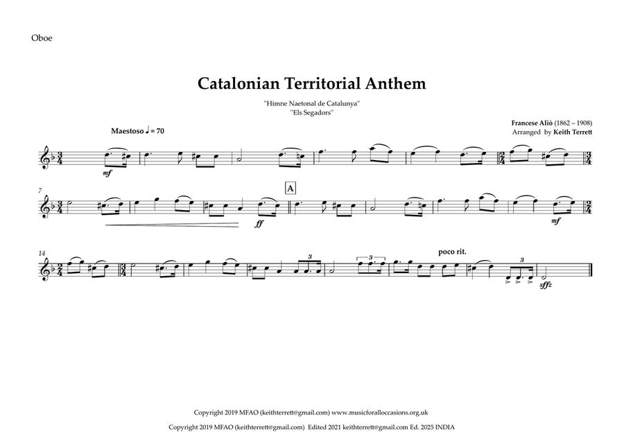 Catalonian (Els Segadors) Territorial Anthem for Concert/Wind Band Concert Band scores gallery preview page 5