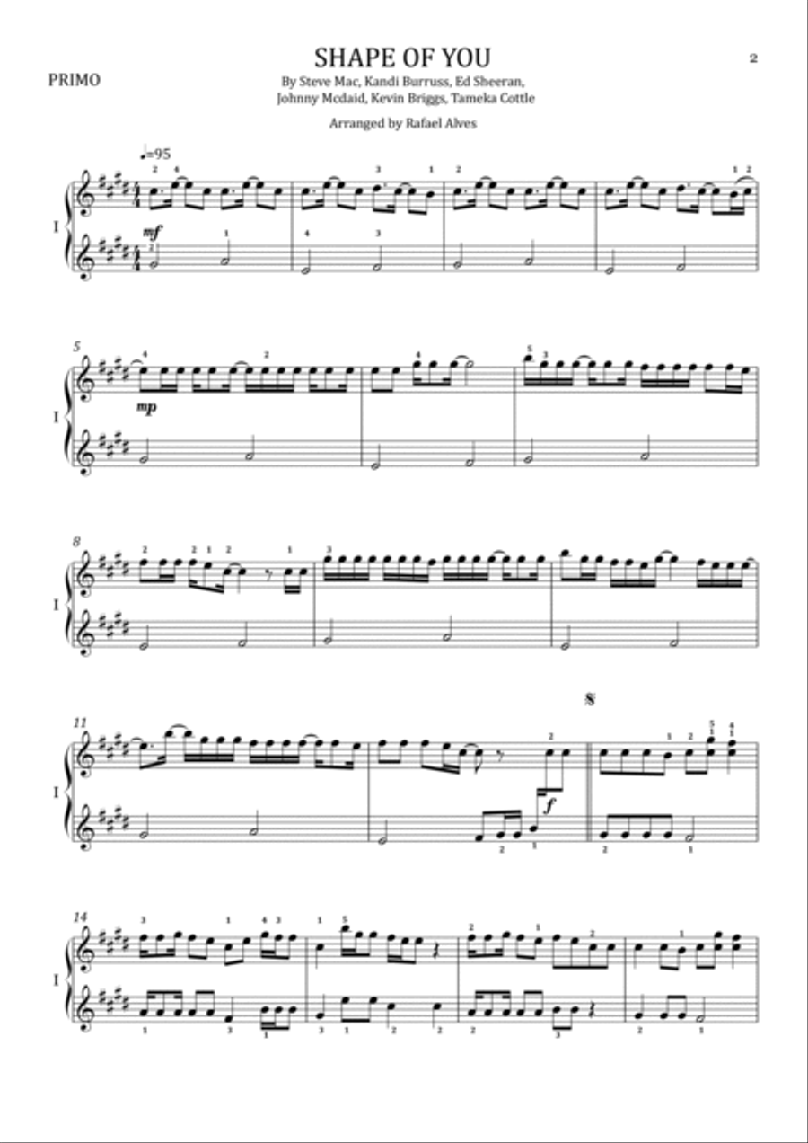 Shape Of You 1 Piano, 4-Hands scores gallery preview page 2