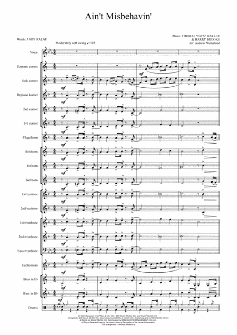 Ain't Misbehavin' Brass Ensemble scores gallery preview page 1
