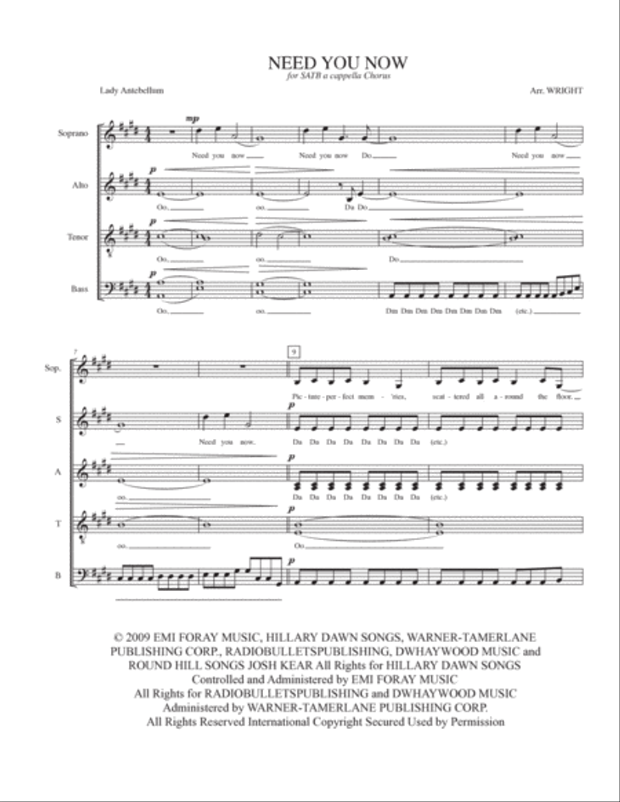 Need You Now 4-Part scores gallery preview page 2