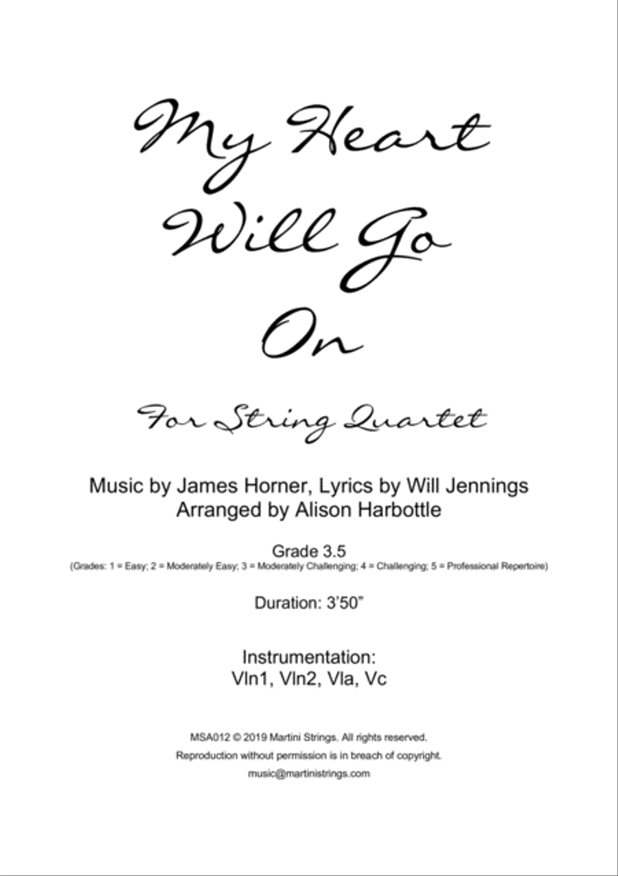 My Heart Will Go On (Love Theme from Titanic) String Quartet scores gallery preview page 1