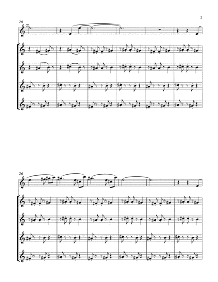 With the Flow (for violin and sax quartet) Saxophone Quartet scores gallery preview page 3