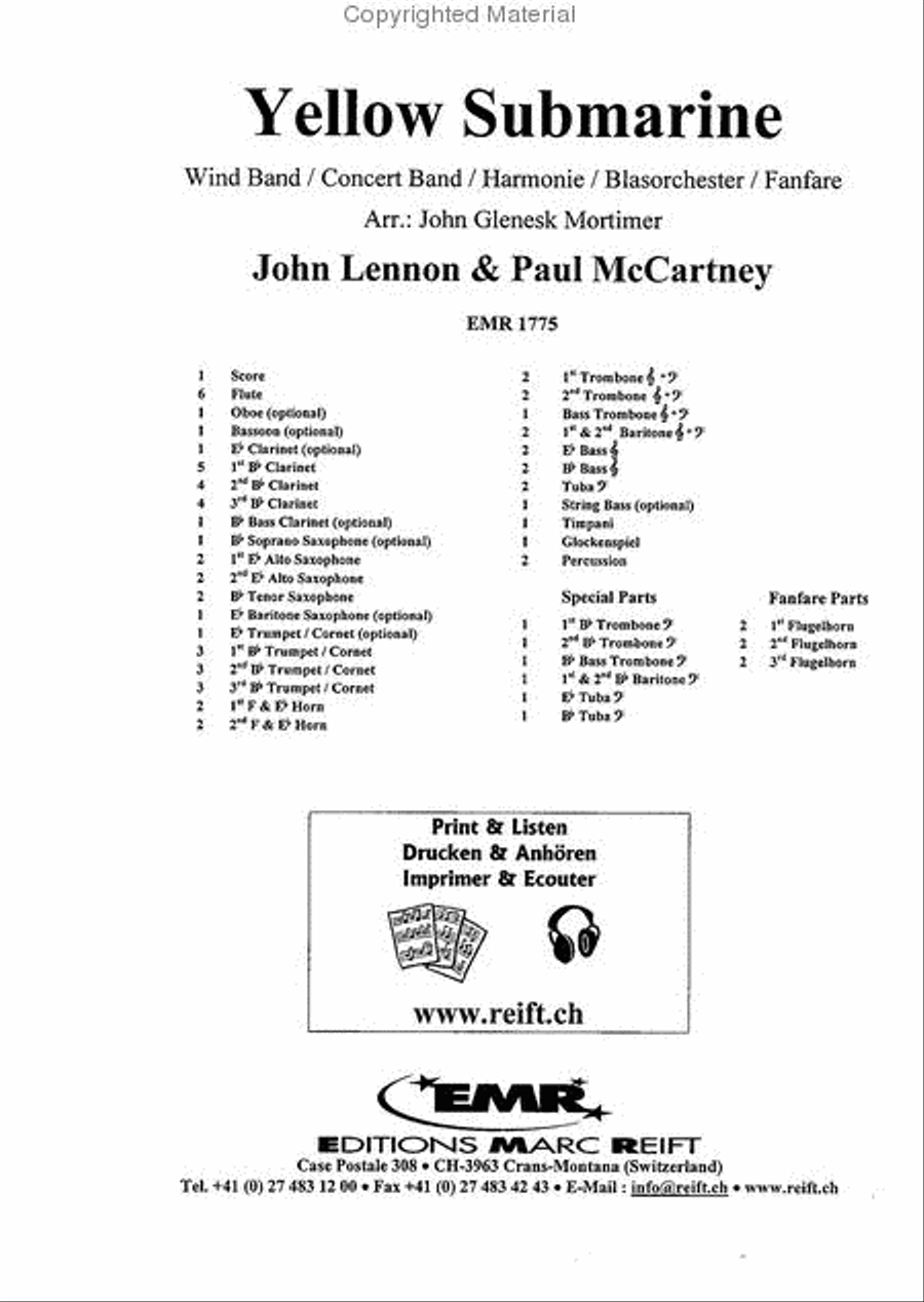 Yellow Submarine Concert Band scores gallery preview page 2