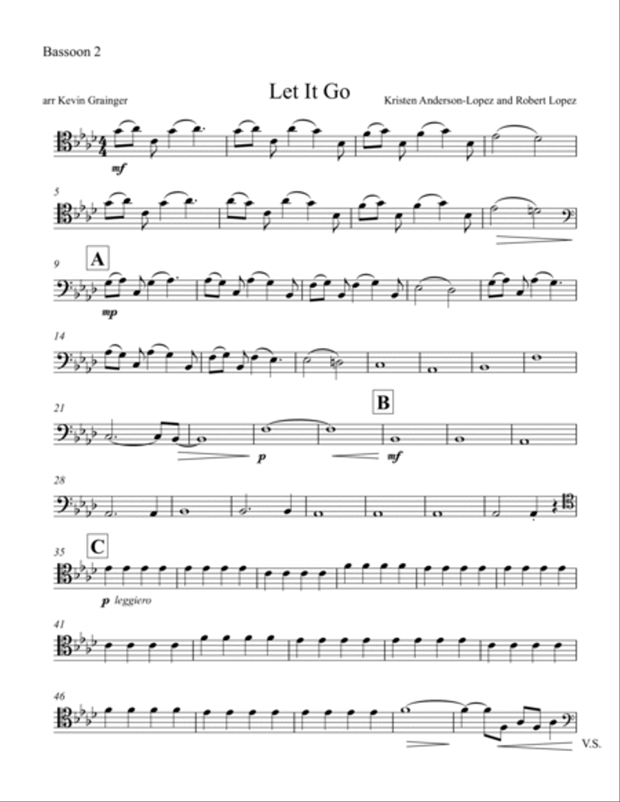 Let It Go Bassoon Quartet scores gallery preview page 4