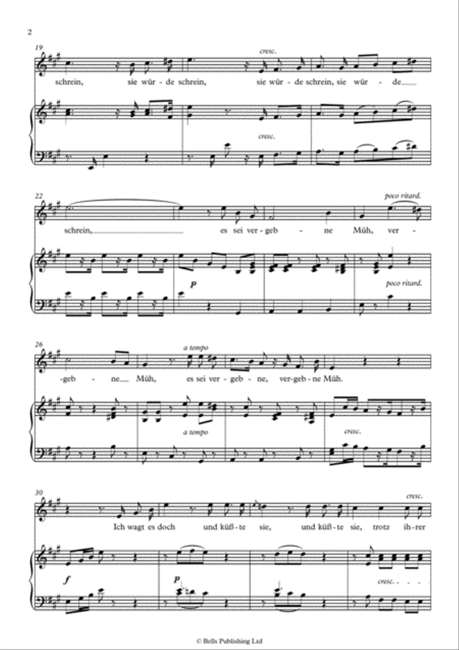 Der Kuss, Op. 128 (Original key. A Major) Voice Solo scores gallery preview page 2