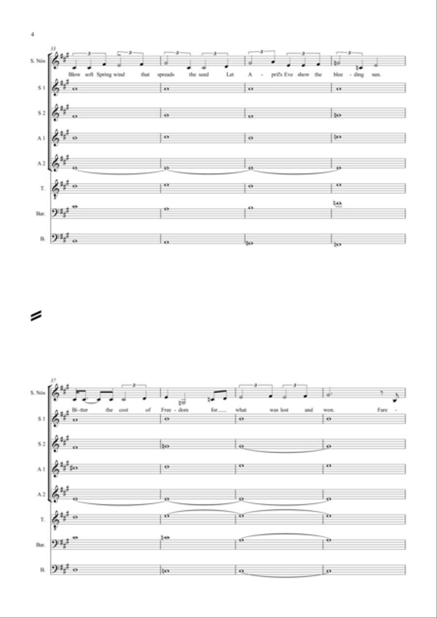 Sadb's Lament for the Fallen King - Mixed Choir and solo Irish sean nos voice Divisi scores gallery preview page 4