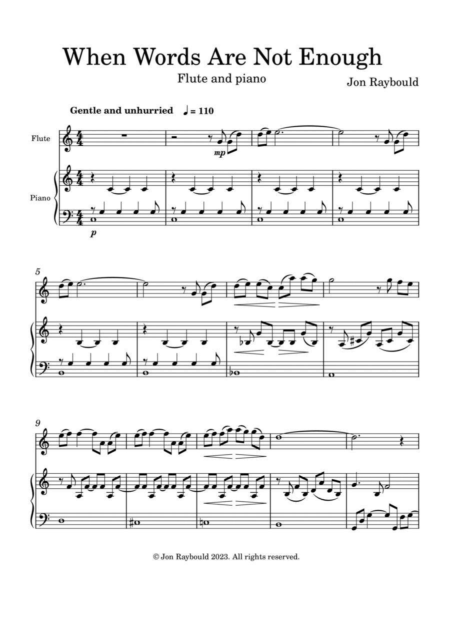 When Words are Not Enough Flute Solo scores gallery preview page 1