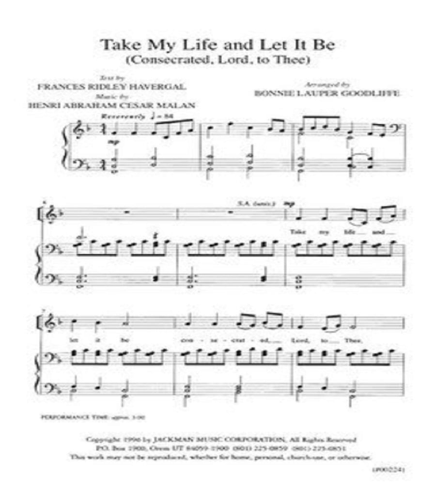 Take My Life and Let it Be - SSA SSA scores gallery preview page 2
