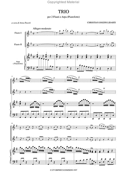 Trio for 2 Flutes and Harp (Piano)