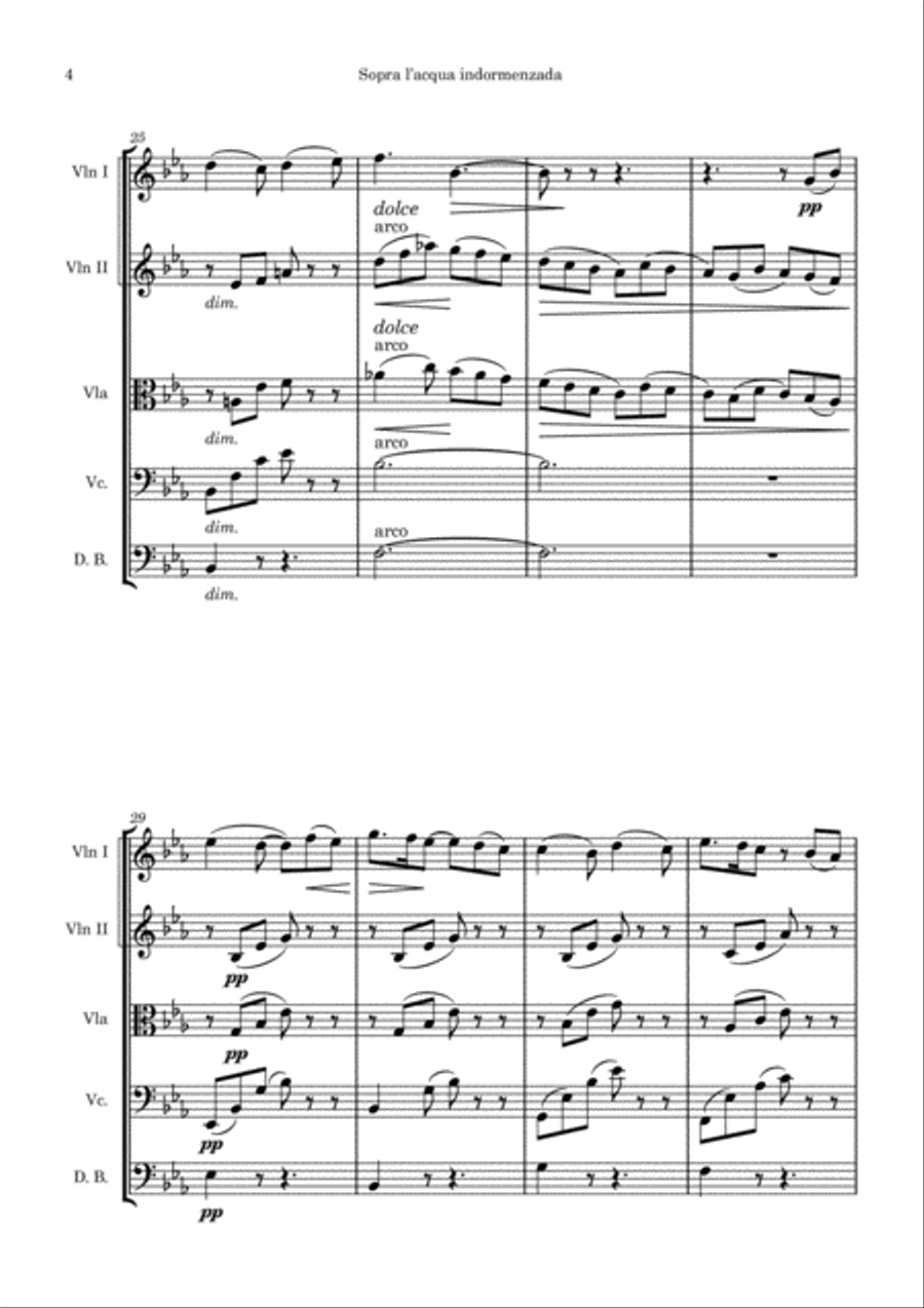 Reynaldo Hahn - Sopra l'acqua indormenzada String Orchestra scores gallery preview page 4
