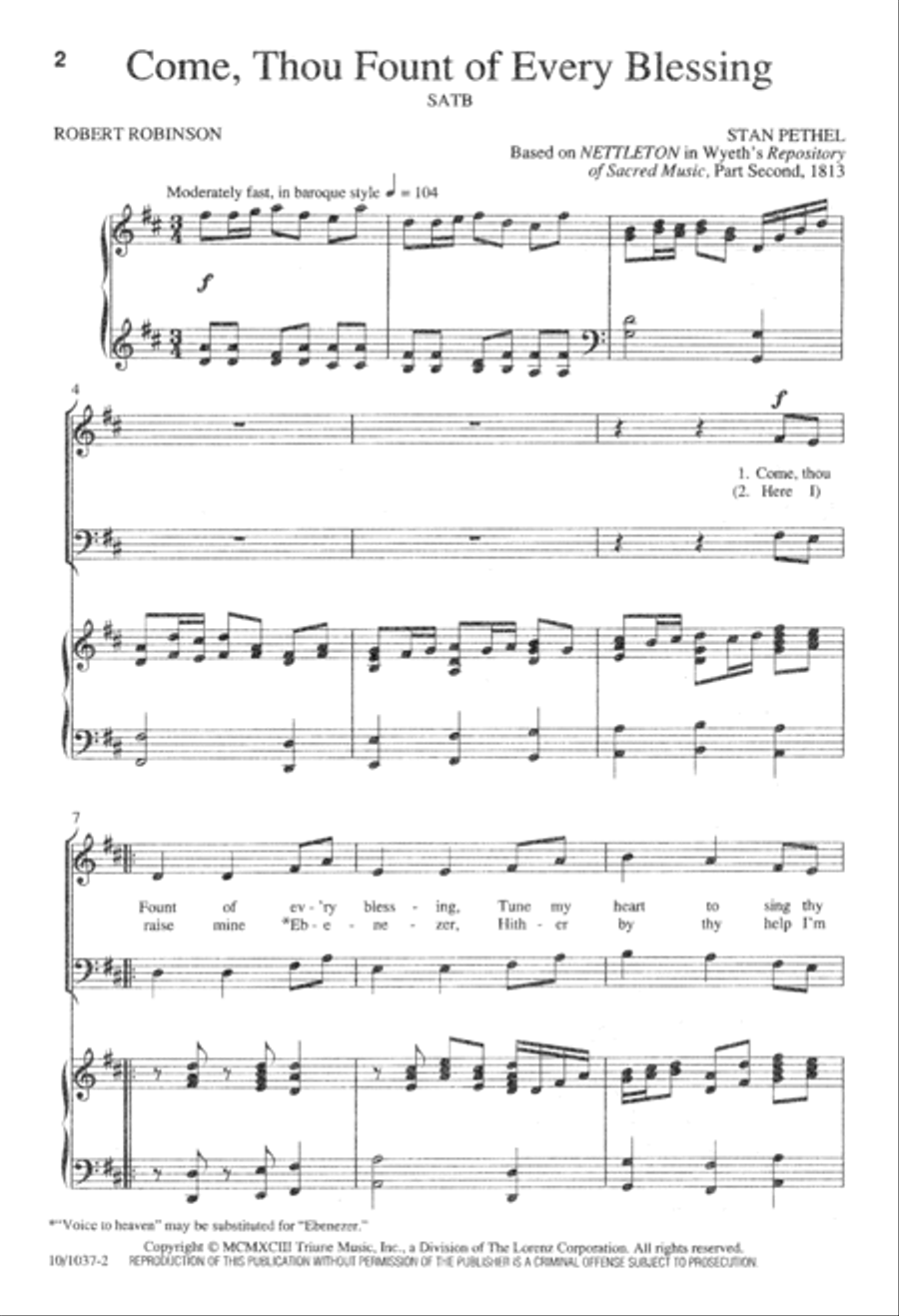 Come Thou Fount of Every Blessing 4-Part scores gallery preview page 2