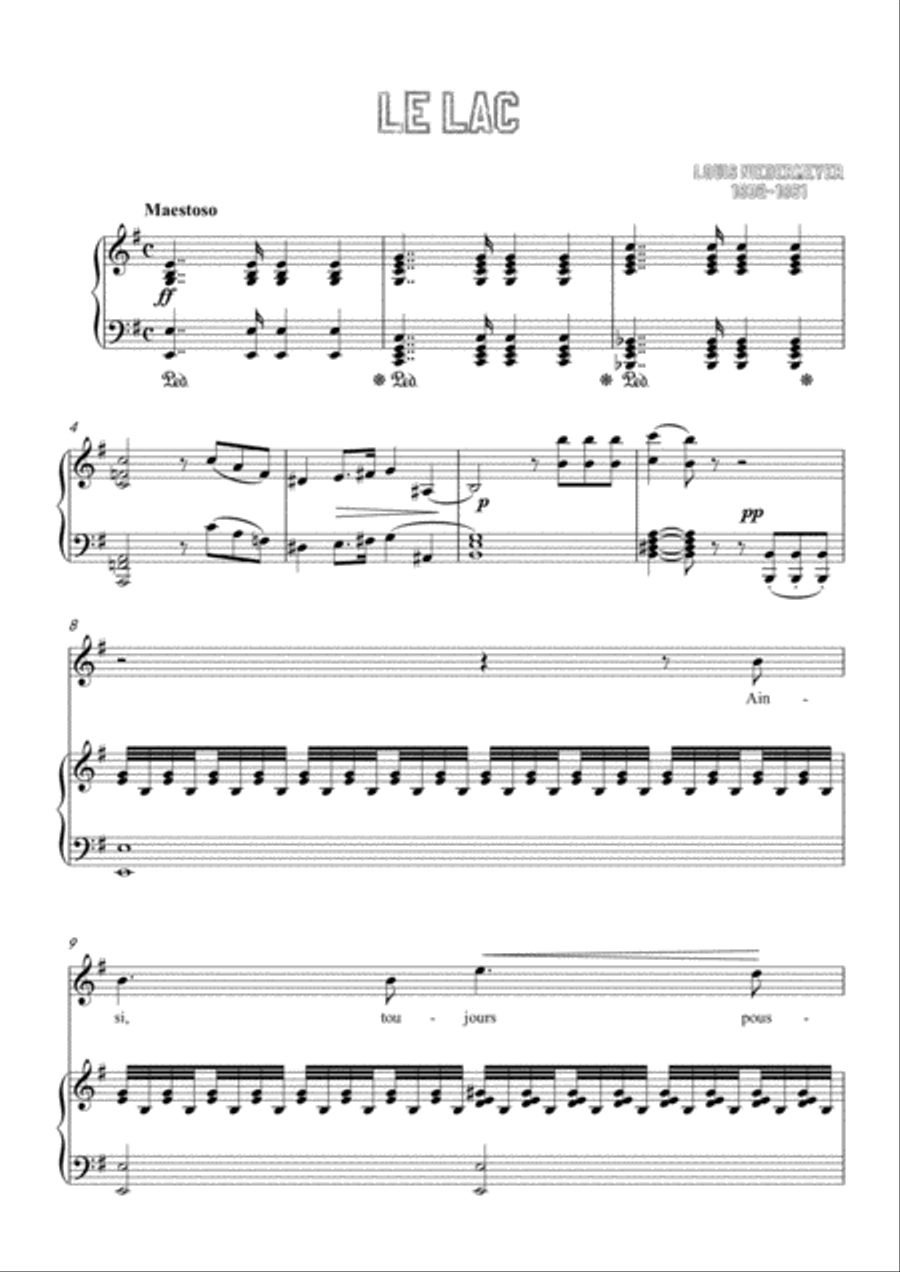 Niedermeyer-Le lac in G Major,for Voice and Piano Voice Solo scores gallery preview page 3