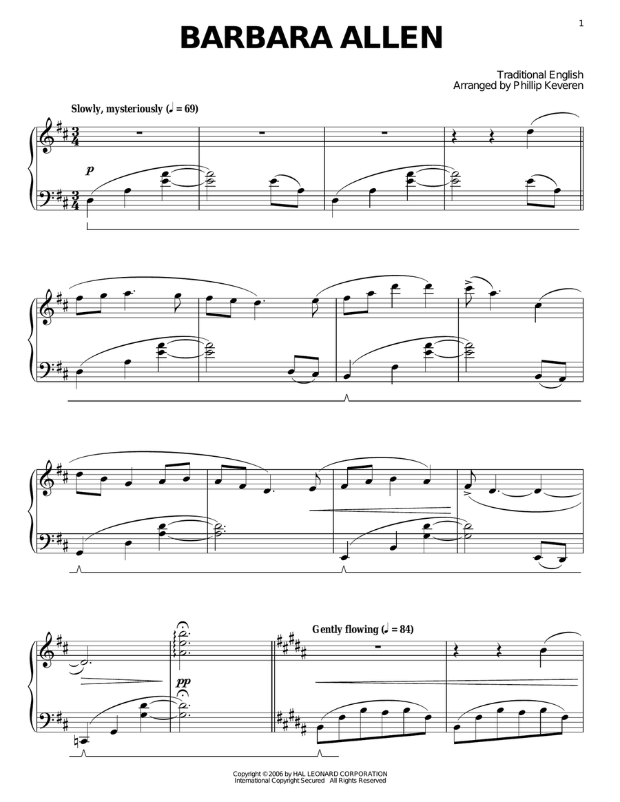Barbara Allen Barbara Allen Piano Solo scores gallery preview page 1