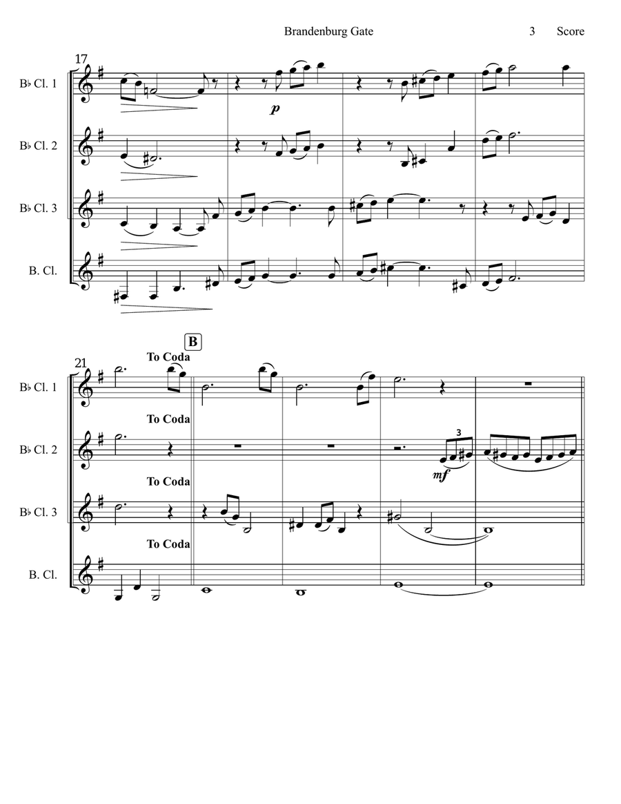 Brandenburg Gate Woodwind Quartet scores gallery preview page 4