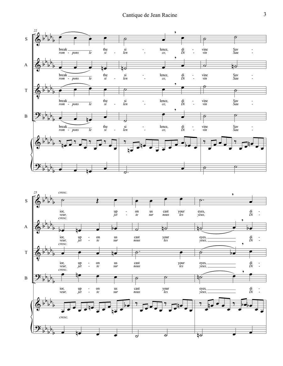 Cantique de Jean Racine (SATB) 4-Part scores gallery preview page 3