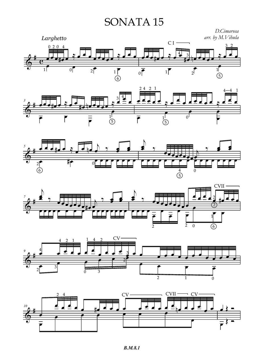 Cimarosa: Sonata 15. Acoustic Guitar scores gallery preview page 1