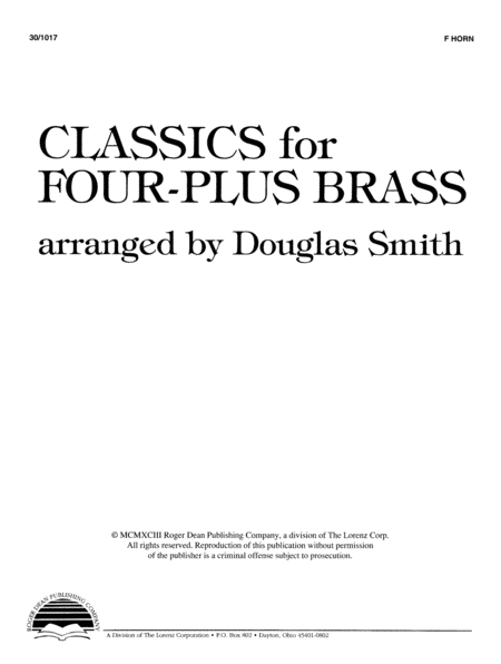 Classics for Four-Plus Brass - F Horn