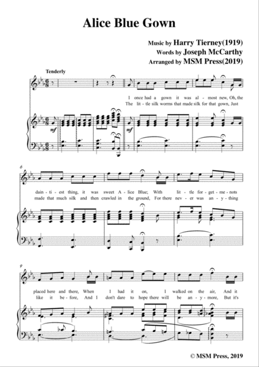 Harry Tierney-Alice Blue Gown,in E flat Major,for Voice and Piano Voice Solo scores gallery preview page 3
