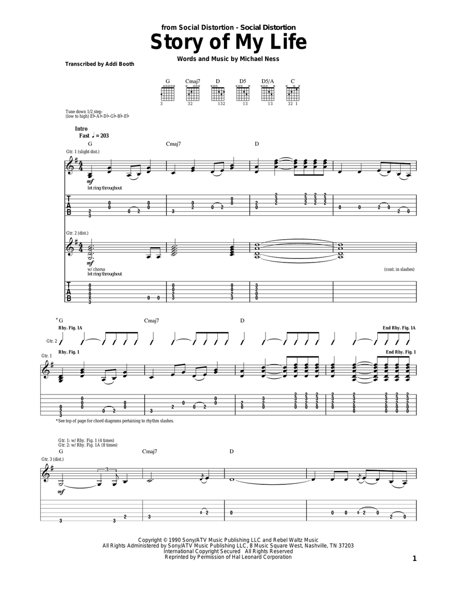 Story Of My Life Acoustic Guitar scores gallery preview page 1