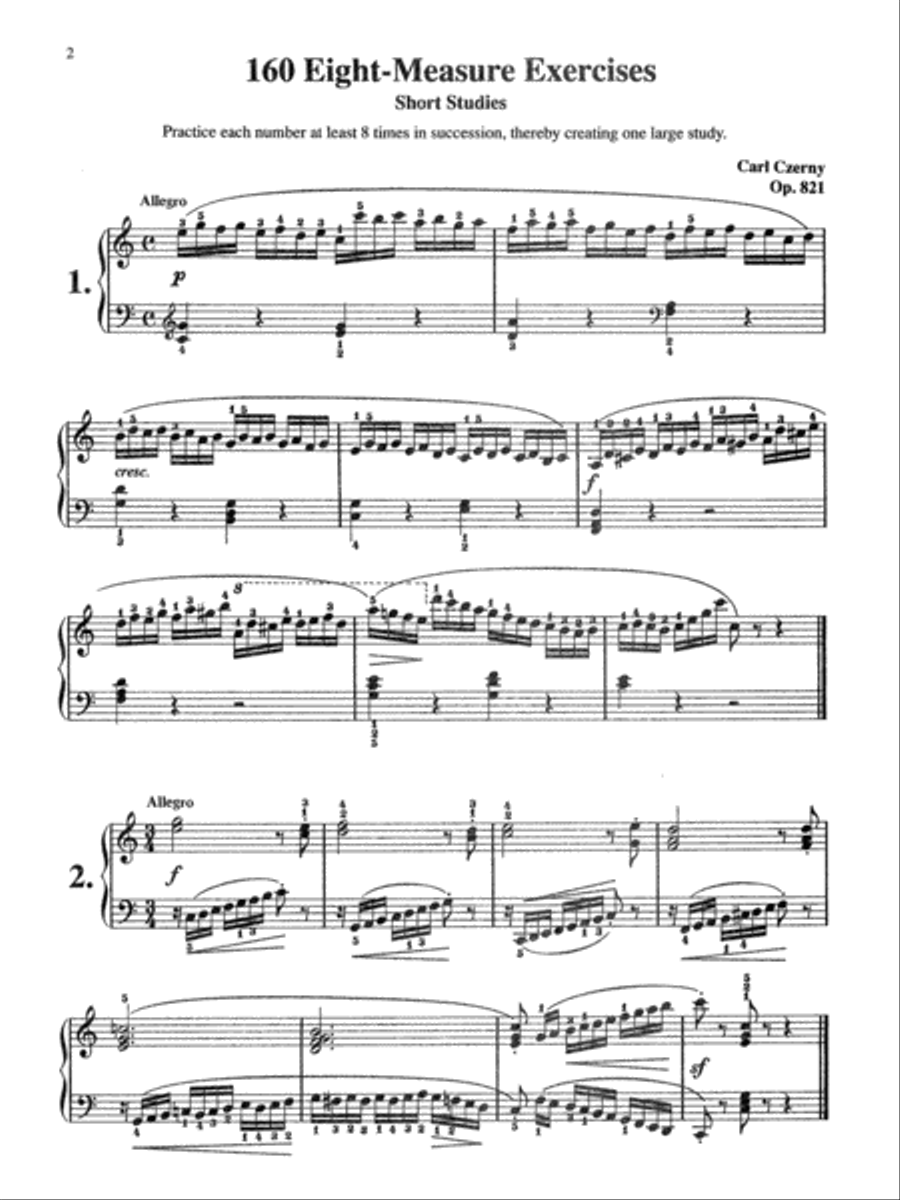 Czerny -- 160 8-Measure Exercises, Op. 821 Piano Method scores gallery preview page 3