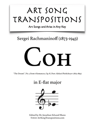 Book cover for RACHMANINOFF: Сон, Op. 8 no. 5 (transposed to E-flat major, "The Dream")