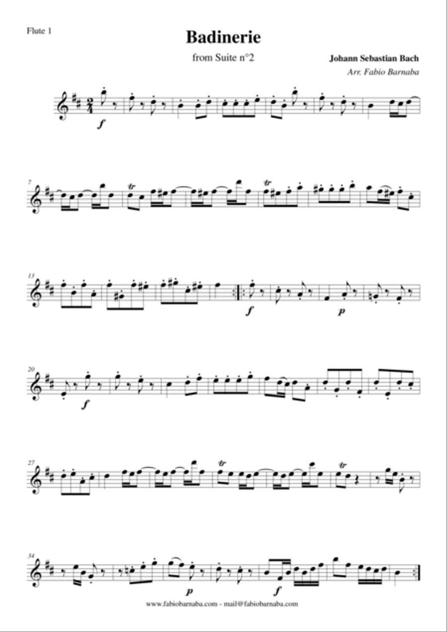 Bach's Badinerie from Suite n°2 - for Solo Flute and Flute Choir Flute Choir scores gallery preview page 5