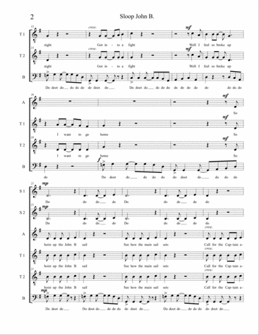 Sloop John B 4-Part scores gallery preview page 2