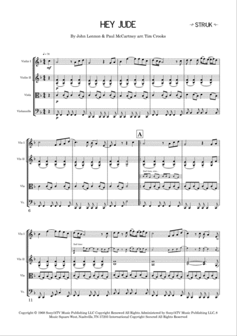Hey Jude String Quartet scores gallery preview page 2