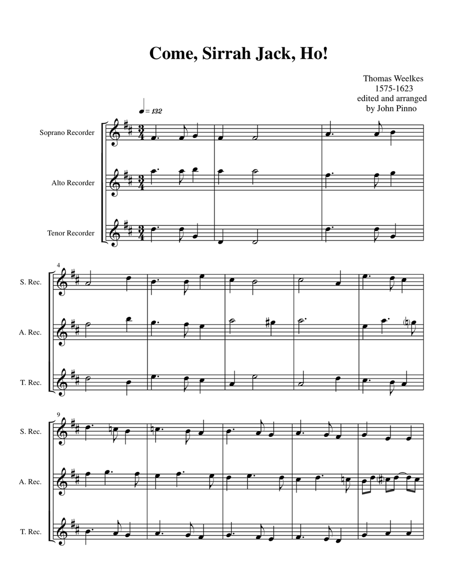 Seven Three Part Songs from the Renaissance for recorder trio 3-Part scores gallery preview page 2