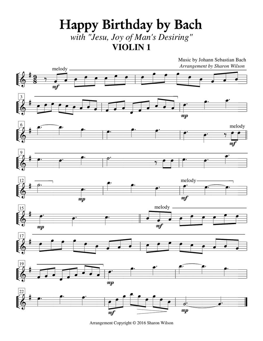 Happy Birthday by Bach (for String Quartet) String Quartet scores gallery preview page 2
