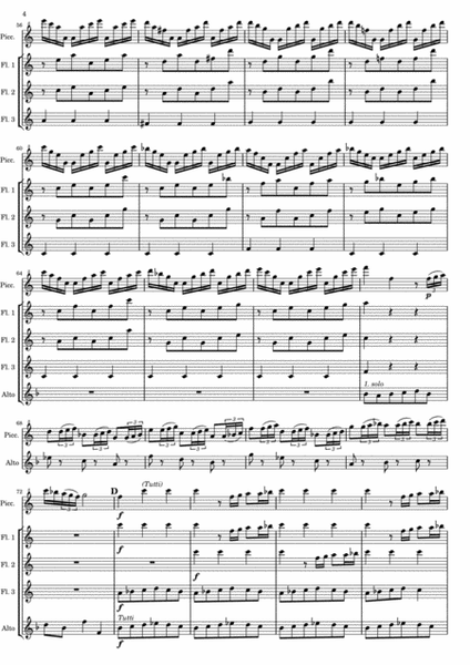 Vivaldi - Piccolo Concerto RV 443 - First movement - version for Flute Quintet or Flute Choir