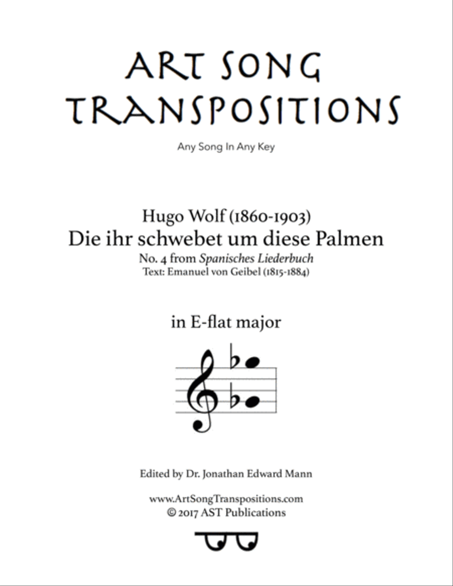 WOLF: Die ihr schwebet um diese Palmen (transposed to E-flat major) Voice scores gallery preview page 1