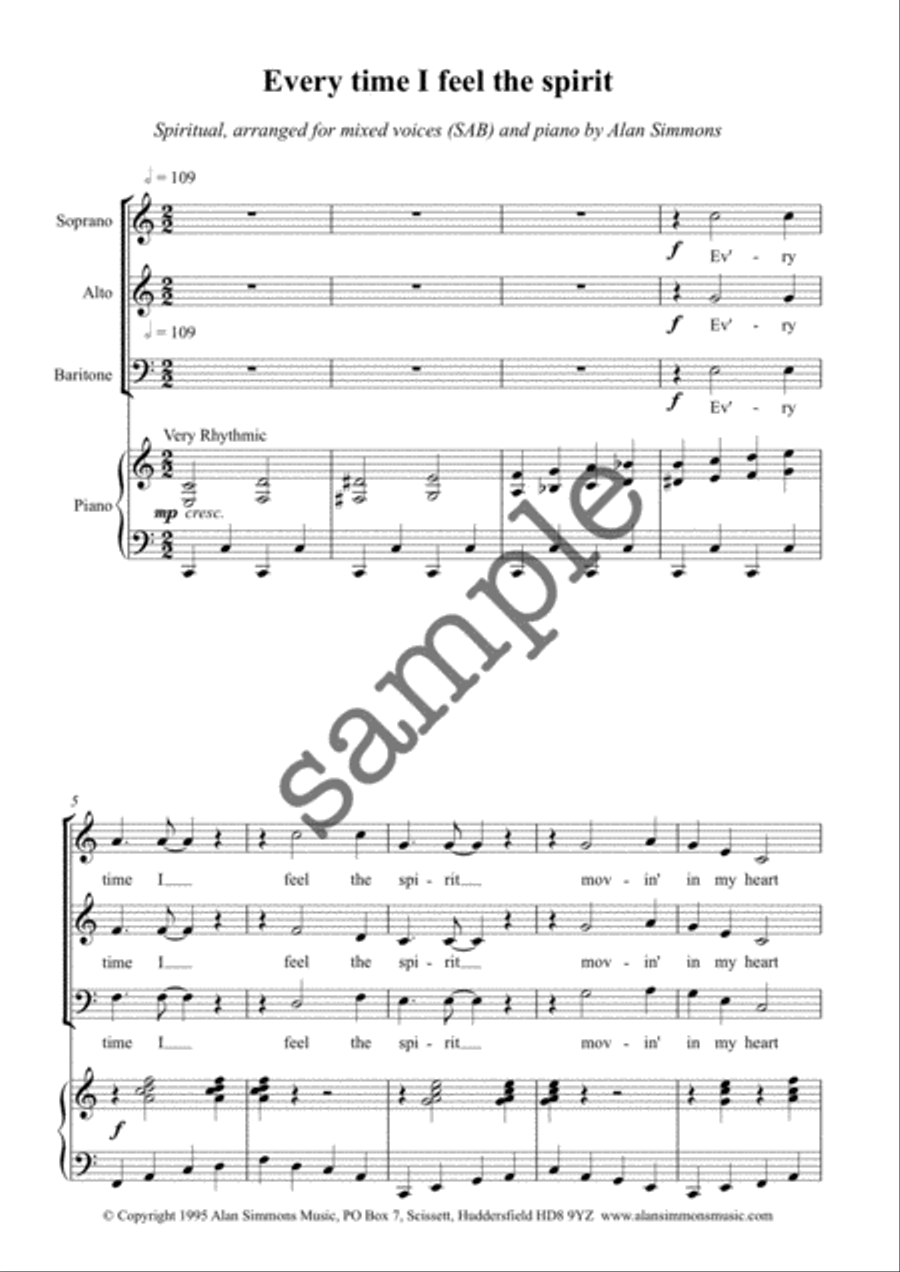 Every Time I Feel the Spirit 3-Part scores gallery preview page 1