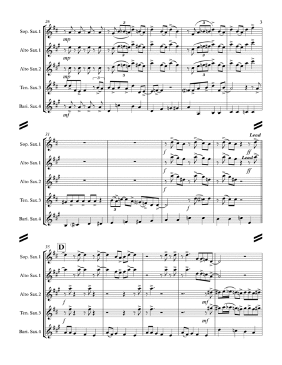 Boogie Woogie Santa Claus Saxophone Quartet scores gallery preview page 4