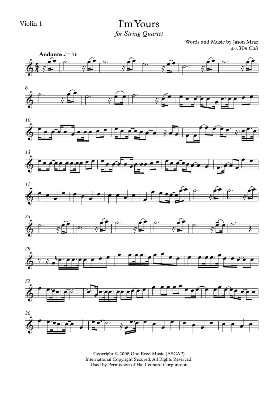 I'm Yours String Quartet scores gallery preview page 6