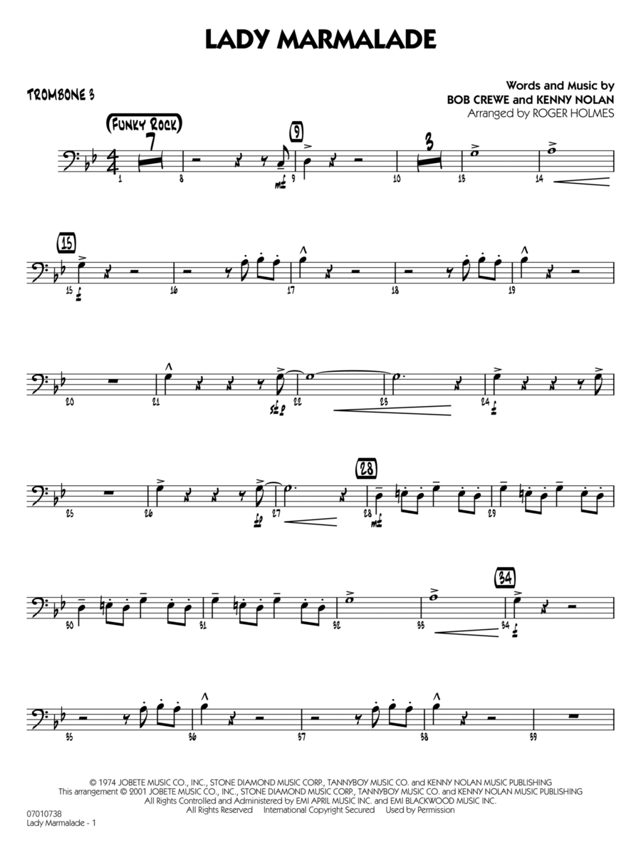 Lady Marmalade (from Moulin Rouge) (arr. Roger Holmes) - Trombone 3 Jazz Ensemble scores gallery preview page 1