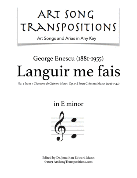 ENESCU: Languir me fais, Op. 15 no. 2 (transposed to E minor)