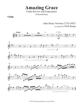 Amazing Grace (Violin & Piano) Violin part