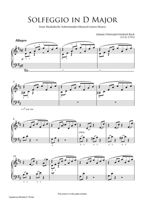 Solfeggio in D Major (from Musikalische Nebenstunden) by J.C.F. Bach