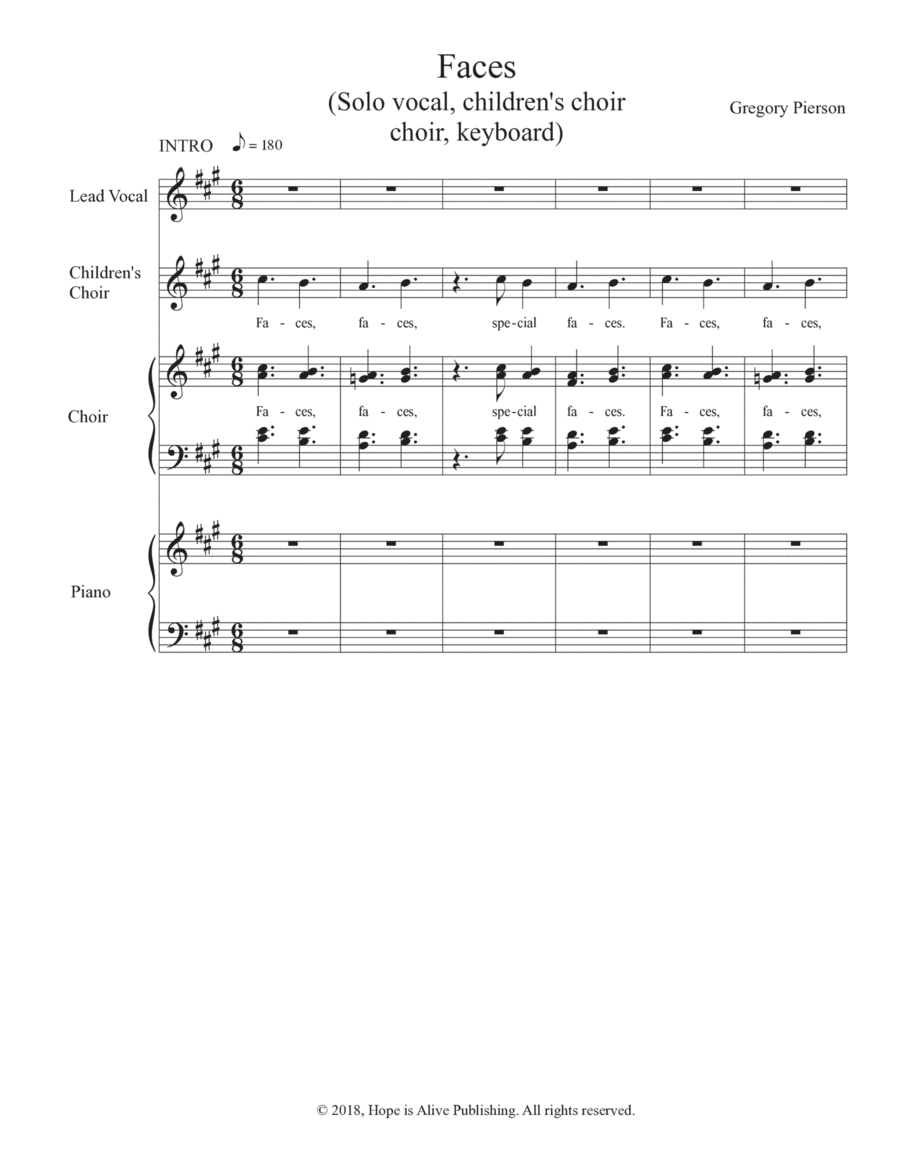 Faces Faces Piano, Vocal, Guitar scores gallery preview page 1