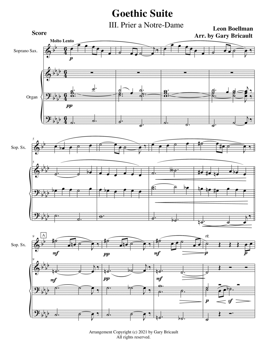 The Prayer (Mvt III) from Gothic Suite Woodwind Duet scores gallery preview page 1