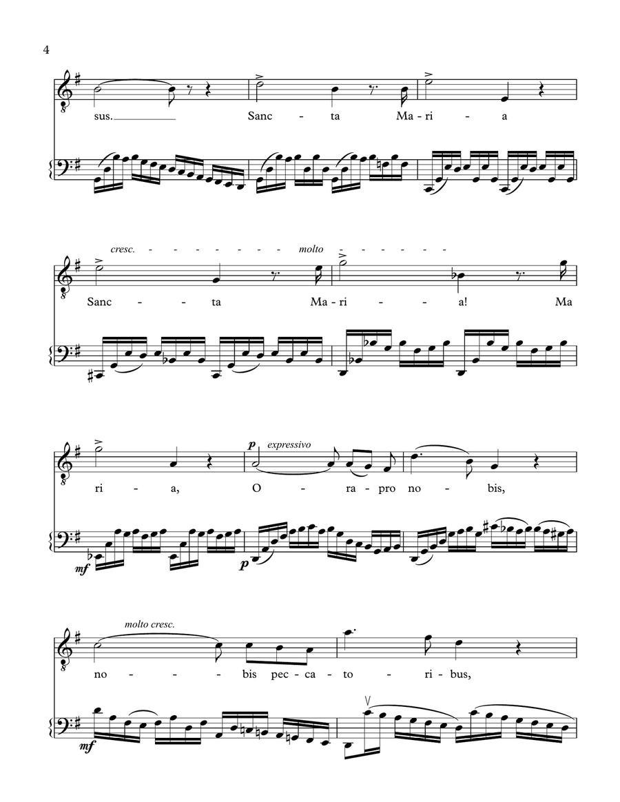 Ave Maria arranged with Bach's Cello Prelude #1 as accompaniment Unison Choir scores gallery preview page 4